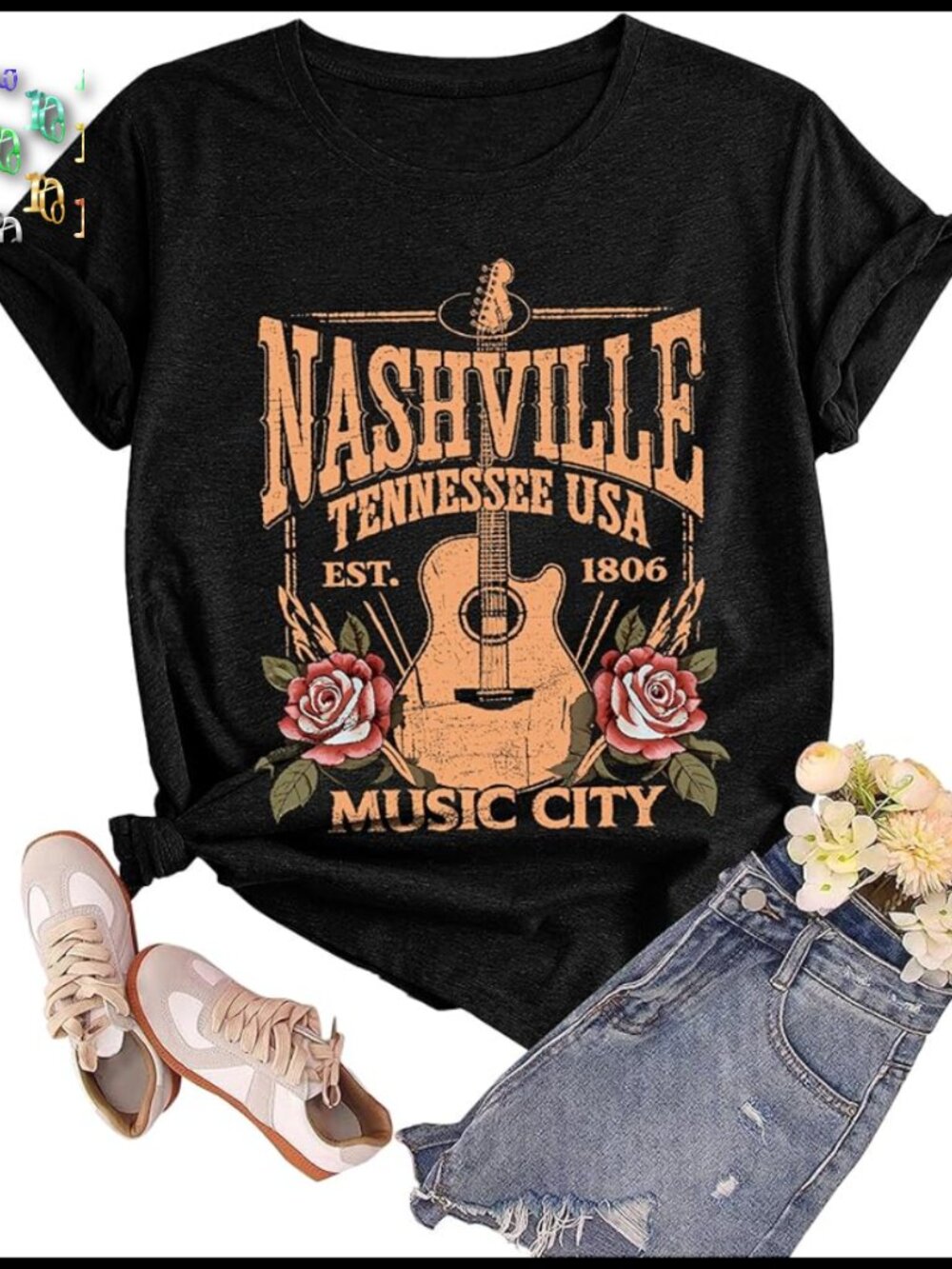 Vintage Western Graphic Tee Loose Fit Cowgirl Nashville Band Shirt Casual